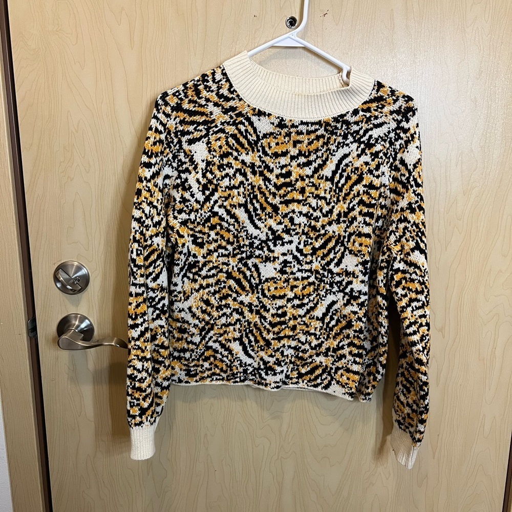 Rachel Comey Target Womens Pullover Sweater Beige Black Tiger Knit